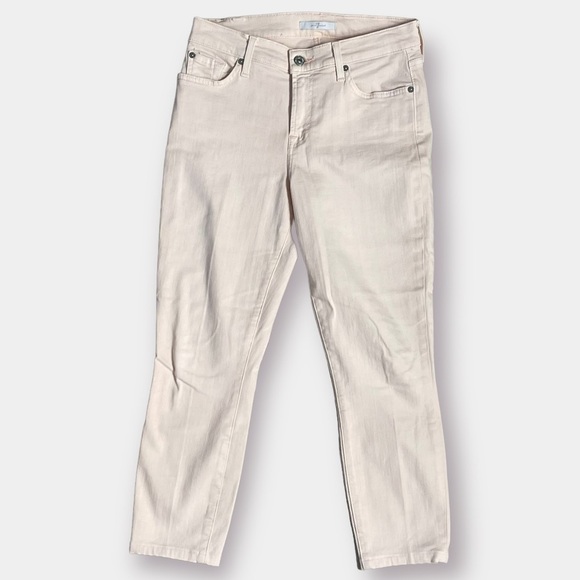 NEW 7 for All Mankind Light Pink Crop Jeans High Rise Size 27